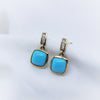 9K Yellow Gold Turquoise Reconstituted and Diamond earrings - The French Door Jewellers