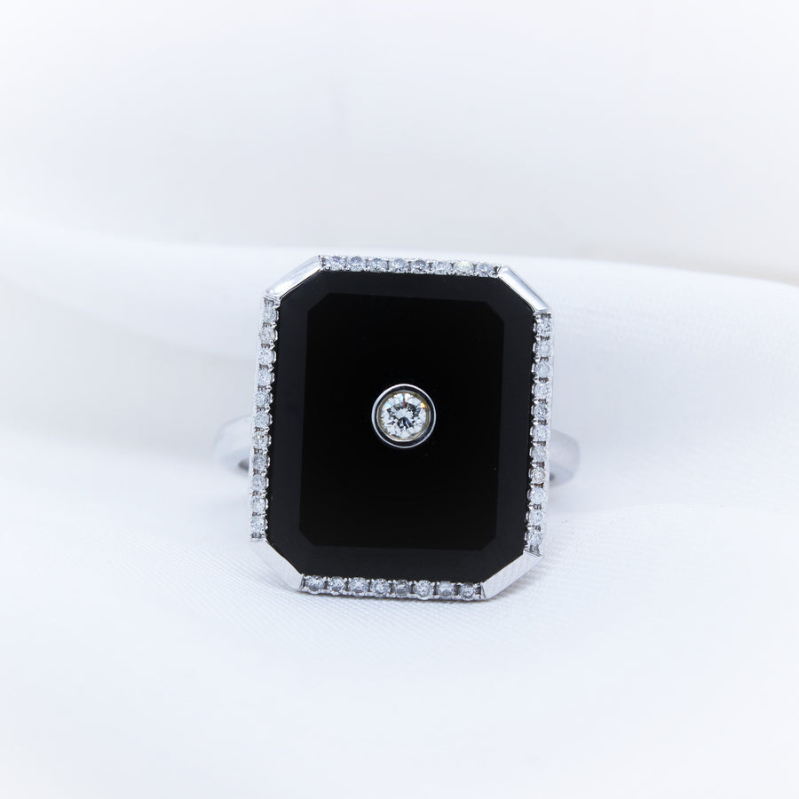 9K Onyx Diamond Ring - The French Door Jewellers