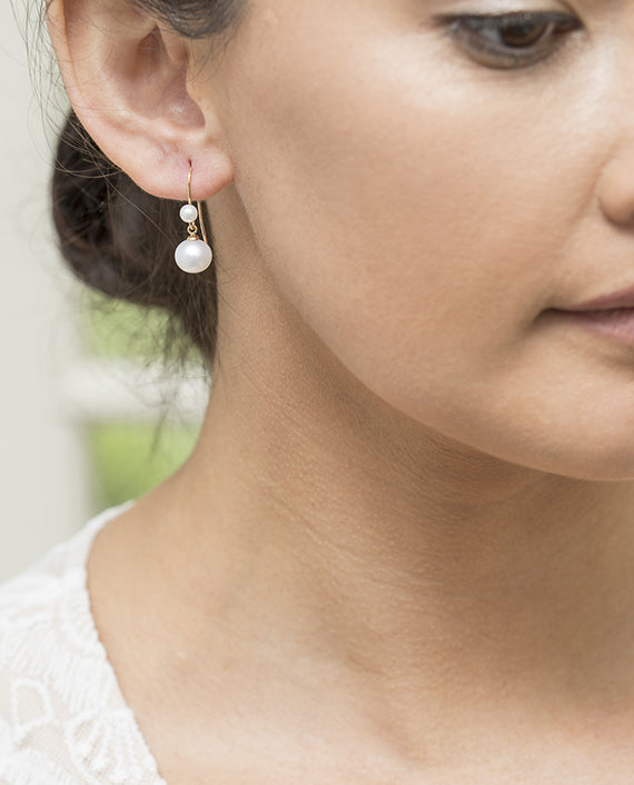 Double Freshwater Pearl Drop Earrings
