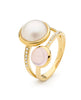 9K Yellow Gold Mabe Rose Quartz Diamond Ring - The French Door Jewellers