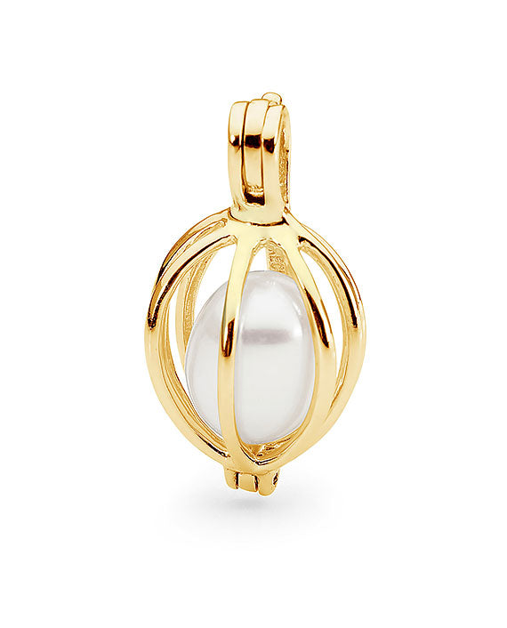 9ct Yellow Gold Freshwater Pearl Cage Pendant