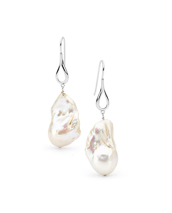 Sterling Silver Baroque Freshwater Pearl Hook Earrings