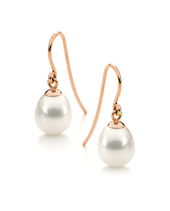 9ct Rose Gold Freshwater Pearl Drop Earring