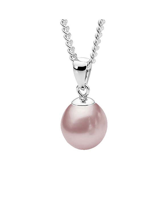 Sterling Silver Drop Pink Freshwater Pearl Pendant