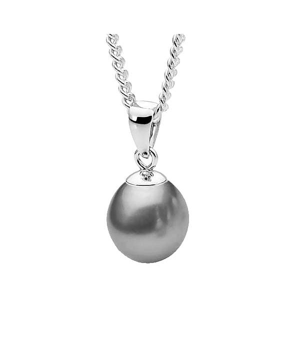 Sterling Silver Drop Grey Freshwater Pearl Pendant