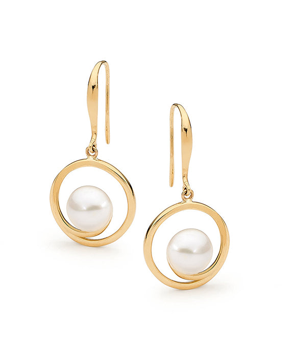 9ct Yellow Gold Freshwater Pearl Hook Earrings