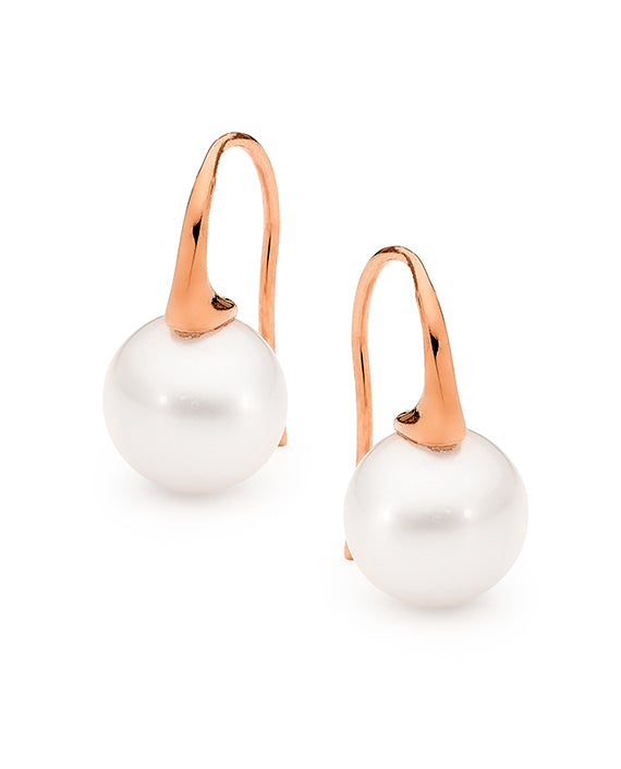 Rose Gold Short Freshwater Pearl Earrings