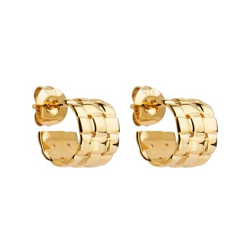 Najo Weave Small Yellow Gold Stud Hoop Earrings