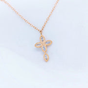 18K Rose Gold Cross Diamond Necklace - The French Door Jewellers