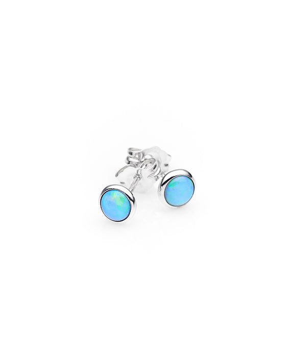 Sterling Silver Solid Opal Stud Earrings
