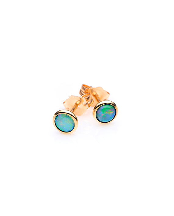 9ct Yellow Gold Solid Opal Stud Earrings