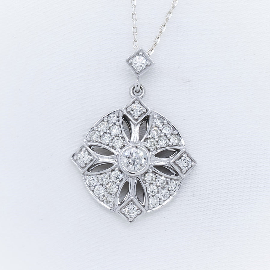 9K White Gold Diamond Pendant - The French Door Jewellers