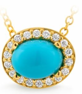 9K Yellow Gold Turquoise & Diamond Pendant - The French Door Jewellers