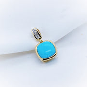 9K Yellow Gold Turquoise Diamond Pendant - The French Door Jewellers