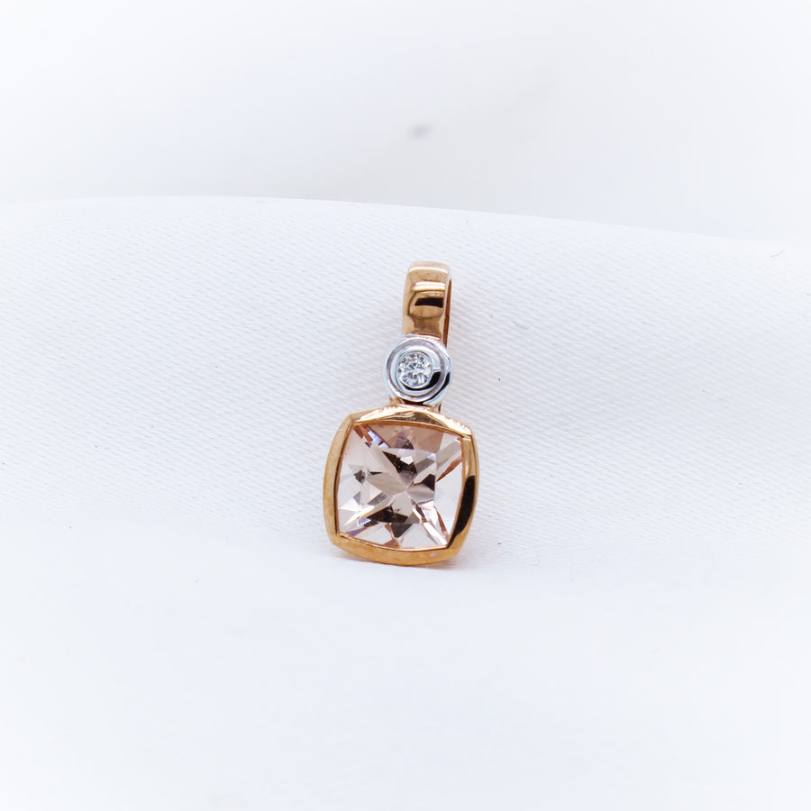 9K Rose Gold Morganite and Diamond Pendant - The French Door Jewellers
