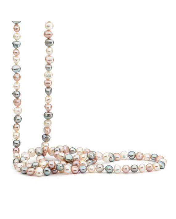 Multi White, Grey, Pink Baroque Freshwater Pearl Strand 120cm