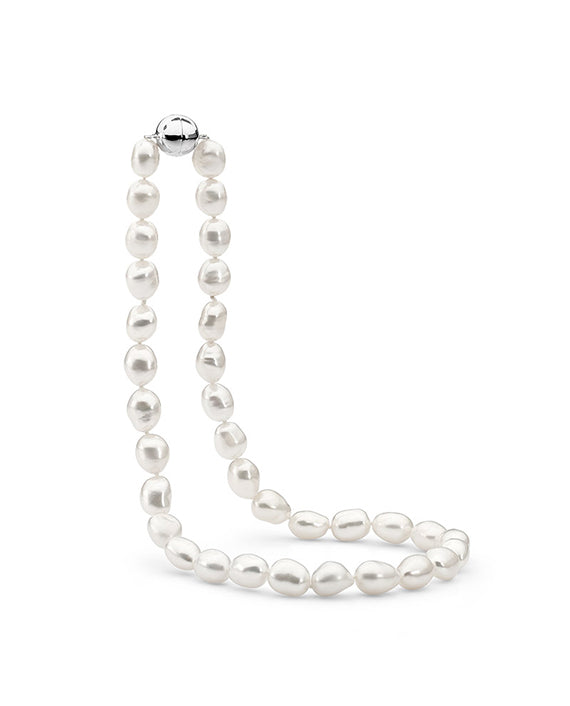 Sterling Silver Keshi Freshwater Pearl Strand