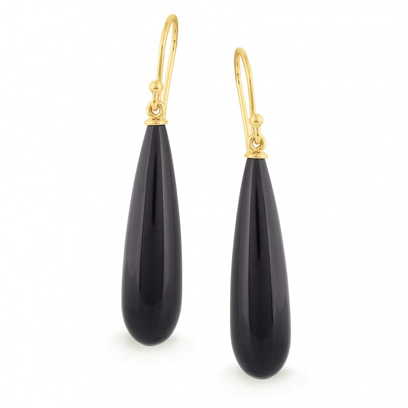 9K Yellow Gold Onyx Earrings - The French Door Jewellers