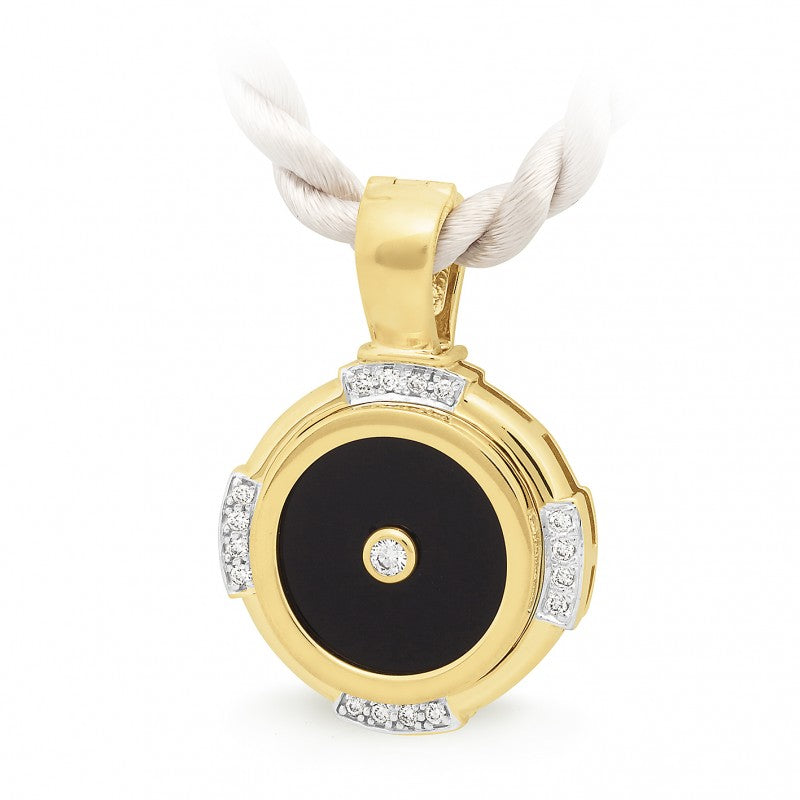 9K Yellow Gold Onyx & Diamond  Enhancer - The French Door Jewellers