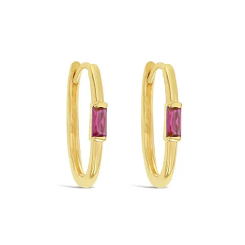 9ct Yellow gold Ruby Paperclip Earrings
