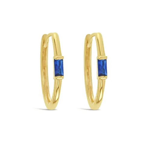 9ct Yellow gold Sapphire Paperclip Earrings