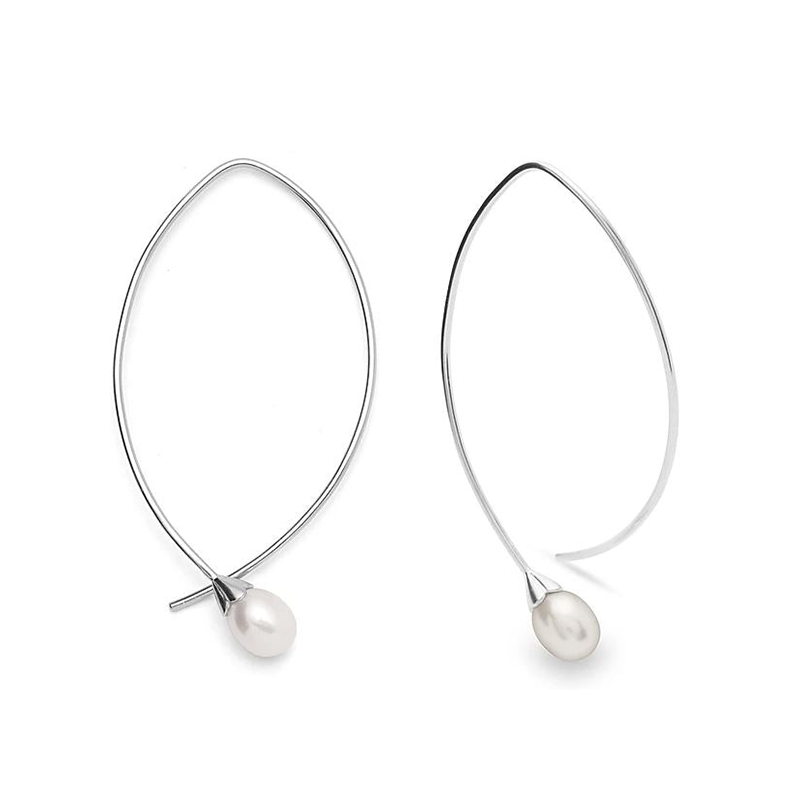 Silver Pearl Hoops - The French Door Jewellers